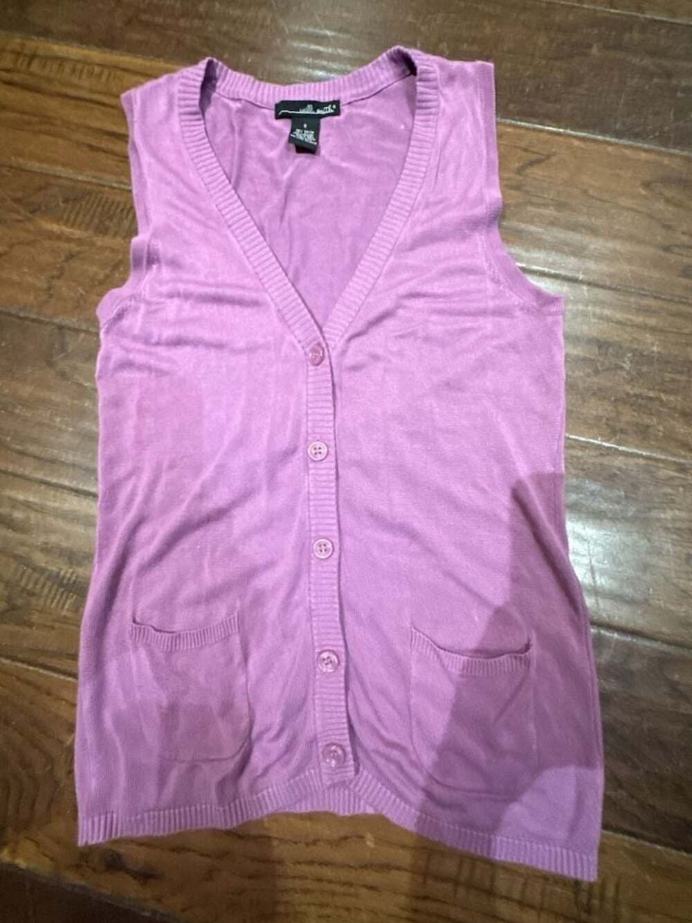 Willi Smith Women's Sleeveless Button-Down Knit Vest Purple Size S